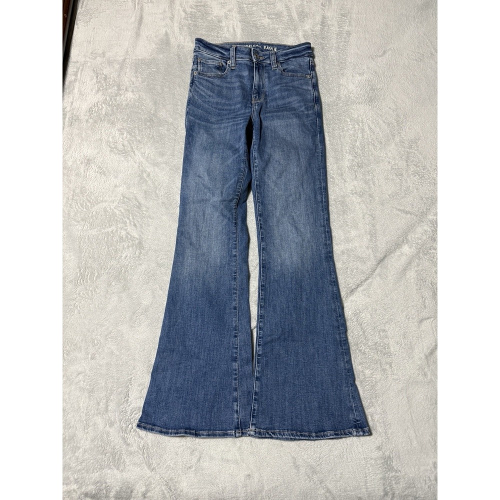 American Eagle Jeans Women's Size‎ 2 Blue Super Hi Rise Flare 26x29.5